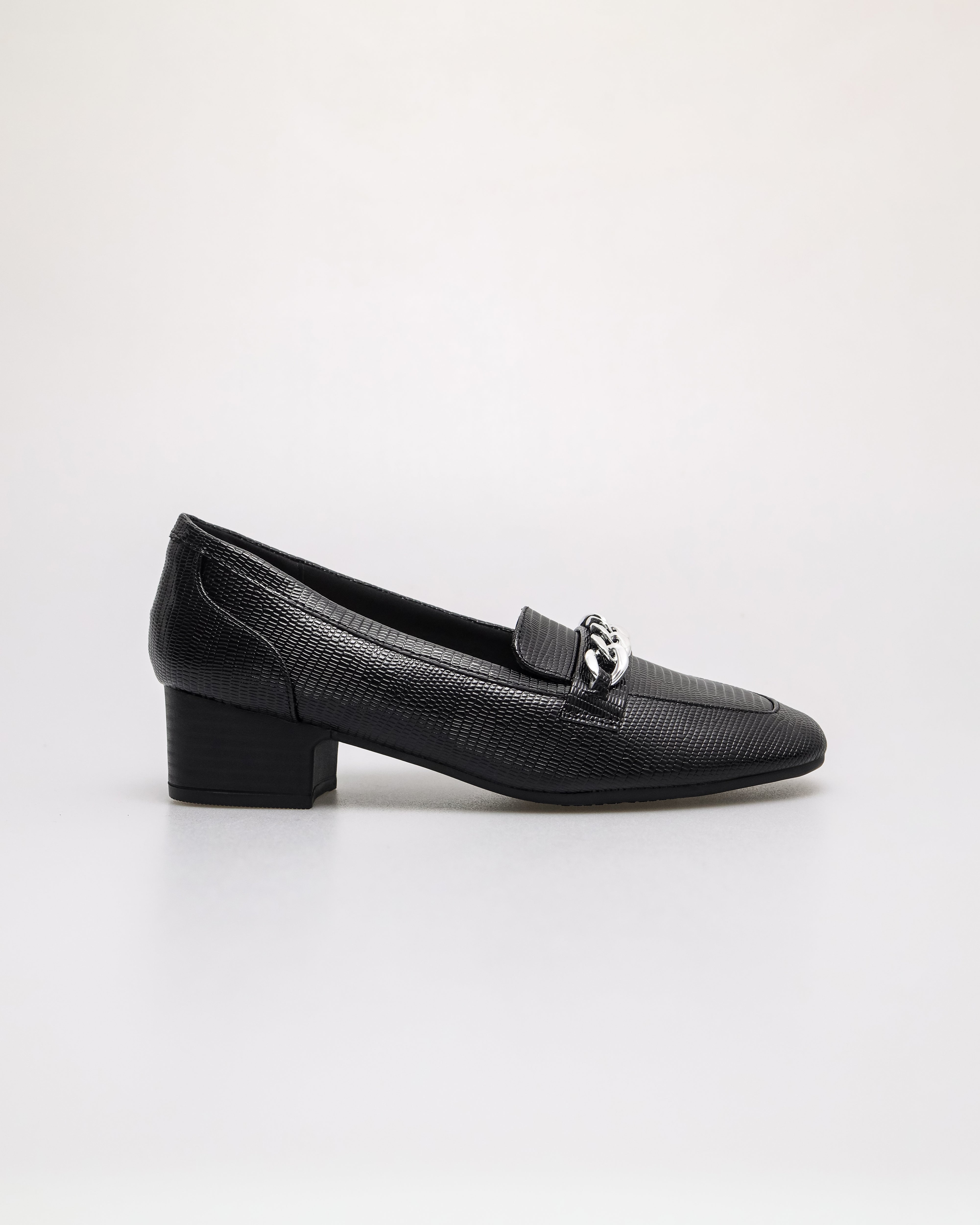 Tomaz NN367 Ladies Silvery Chain Loafers (Black)