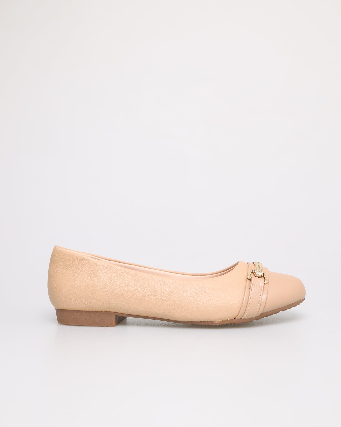 Tomaz NN254 Ladies Golden Buckle Flats (Beige)