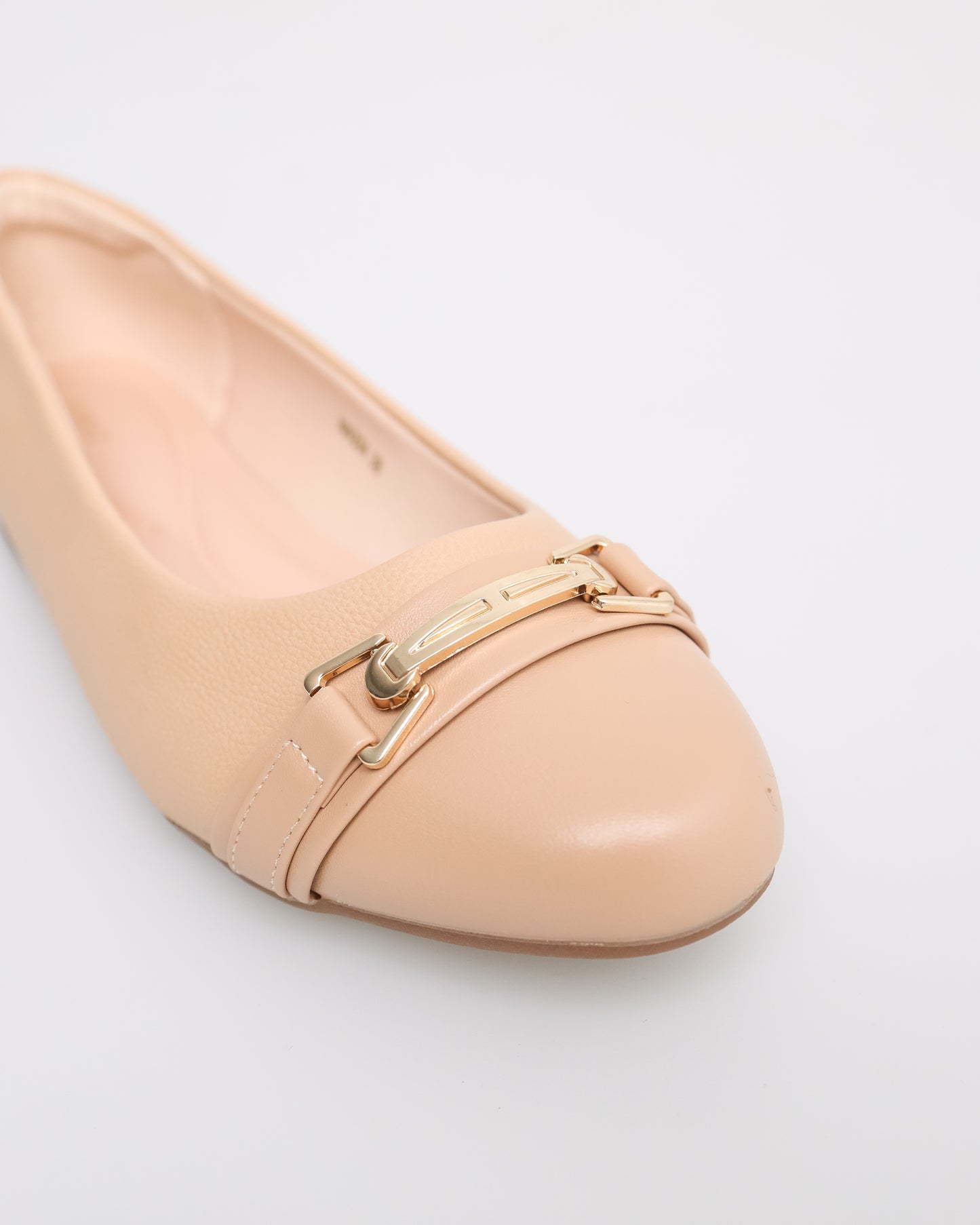 Tomaz NN254 Ladies Golden Buckle Flats (Beige)