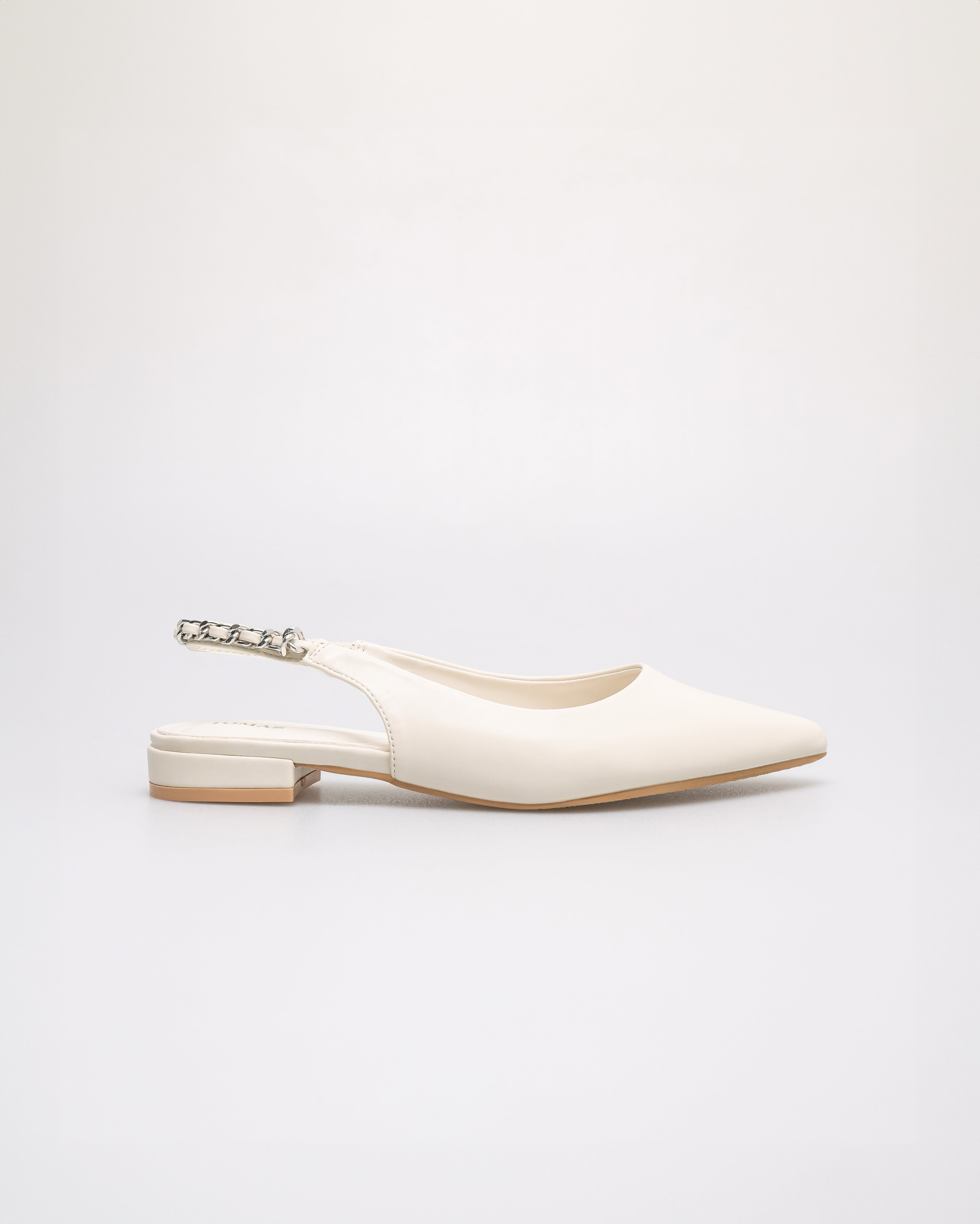 Tomaz FL098 Ladies Pointy Chained Flats (Ivory)