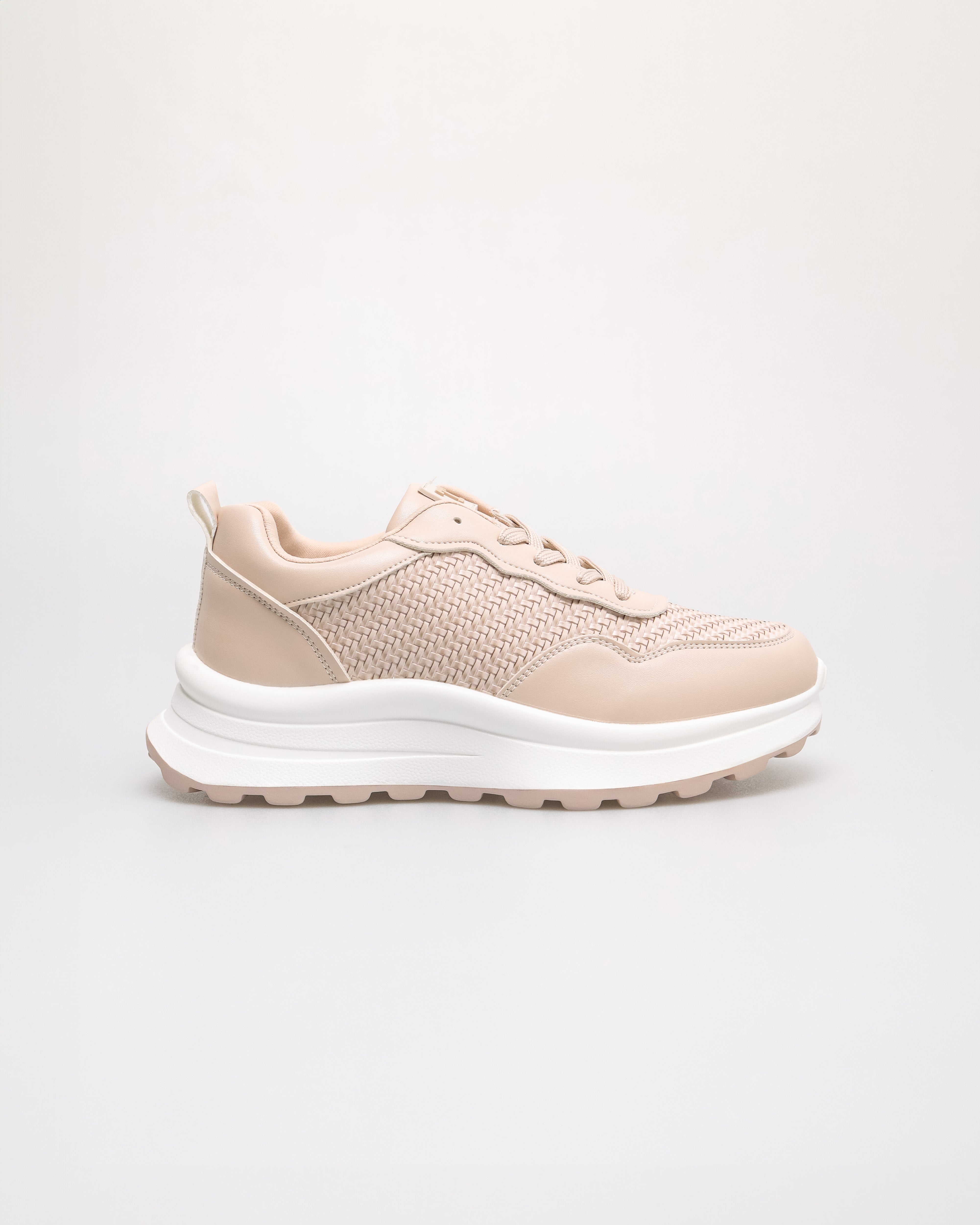 Tomaz YX208 Ladies Woven Lace up Sneakers (Beige)