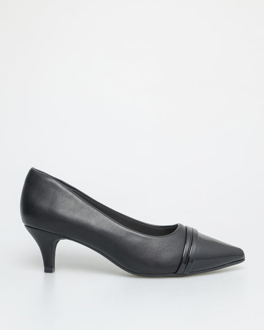 Tomaz NN244 Ladies Pointy Kitten Heels (Black)