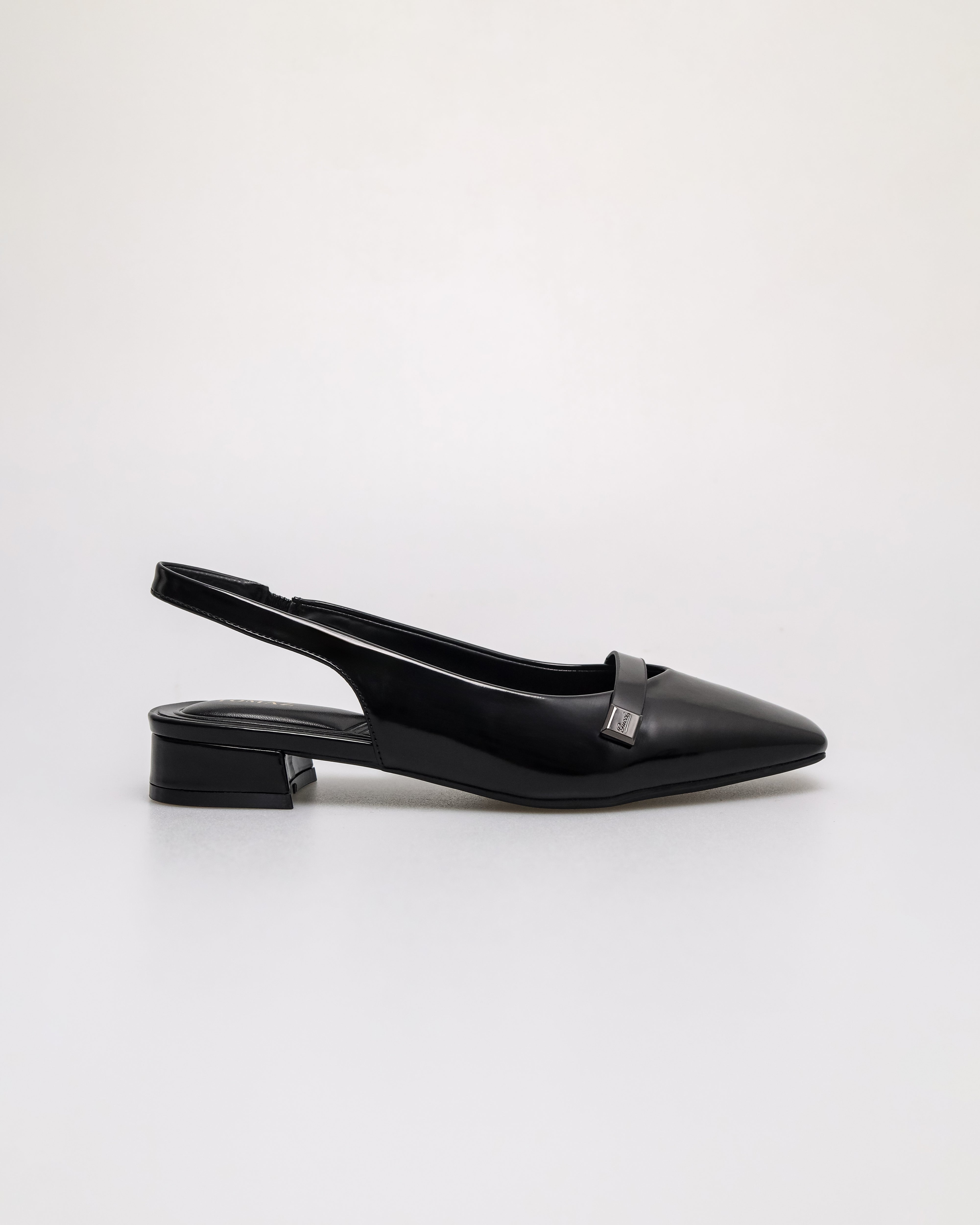 Tomaz FL096 Ladies Shine Slingback Low Heels (Black)