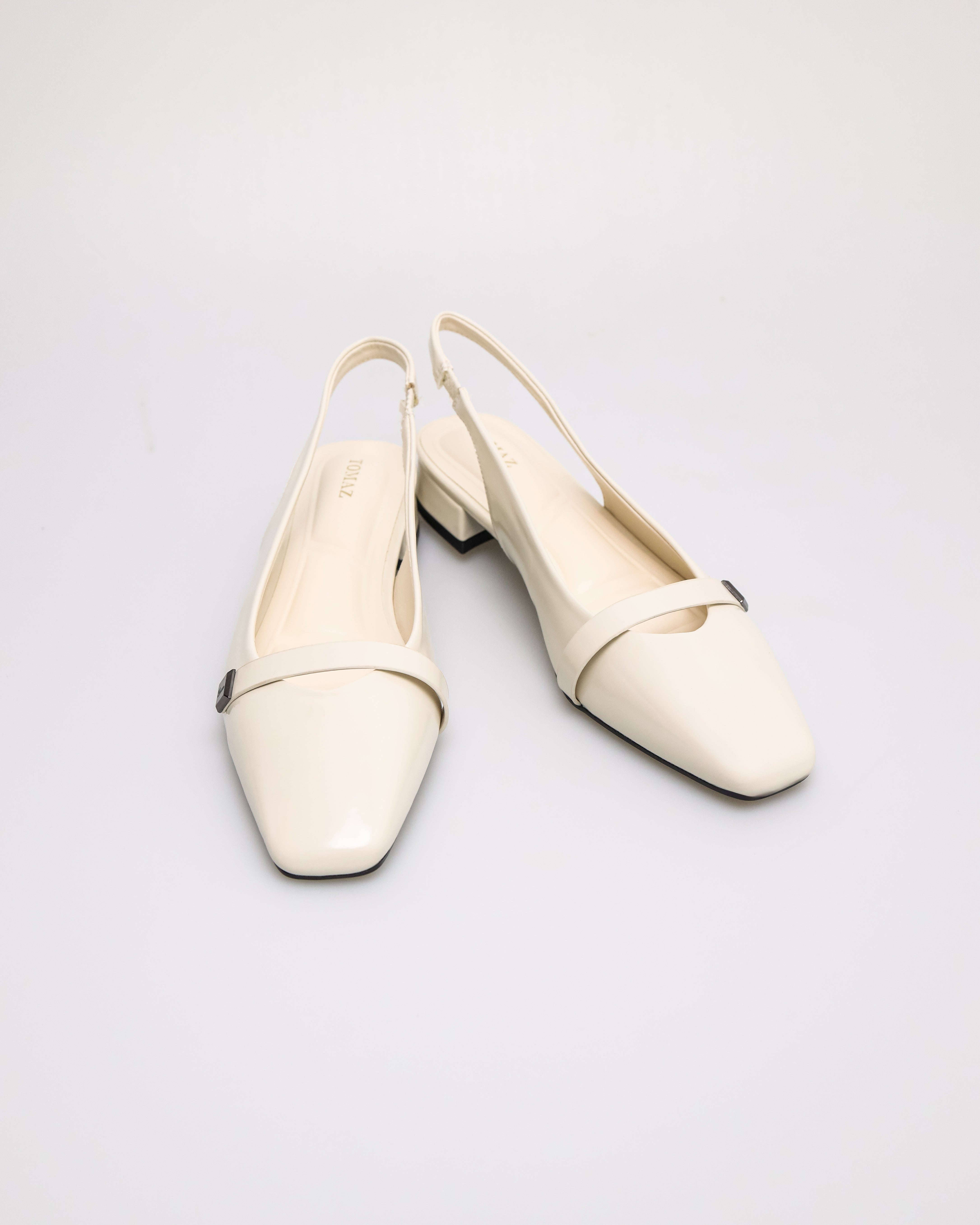 Tomaz FL096 Ladies Shine Slingback Low Heels (Ivory)