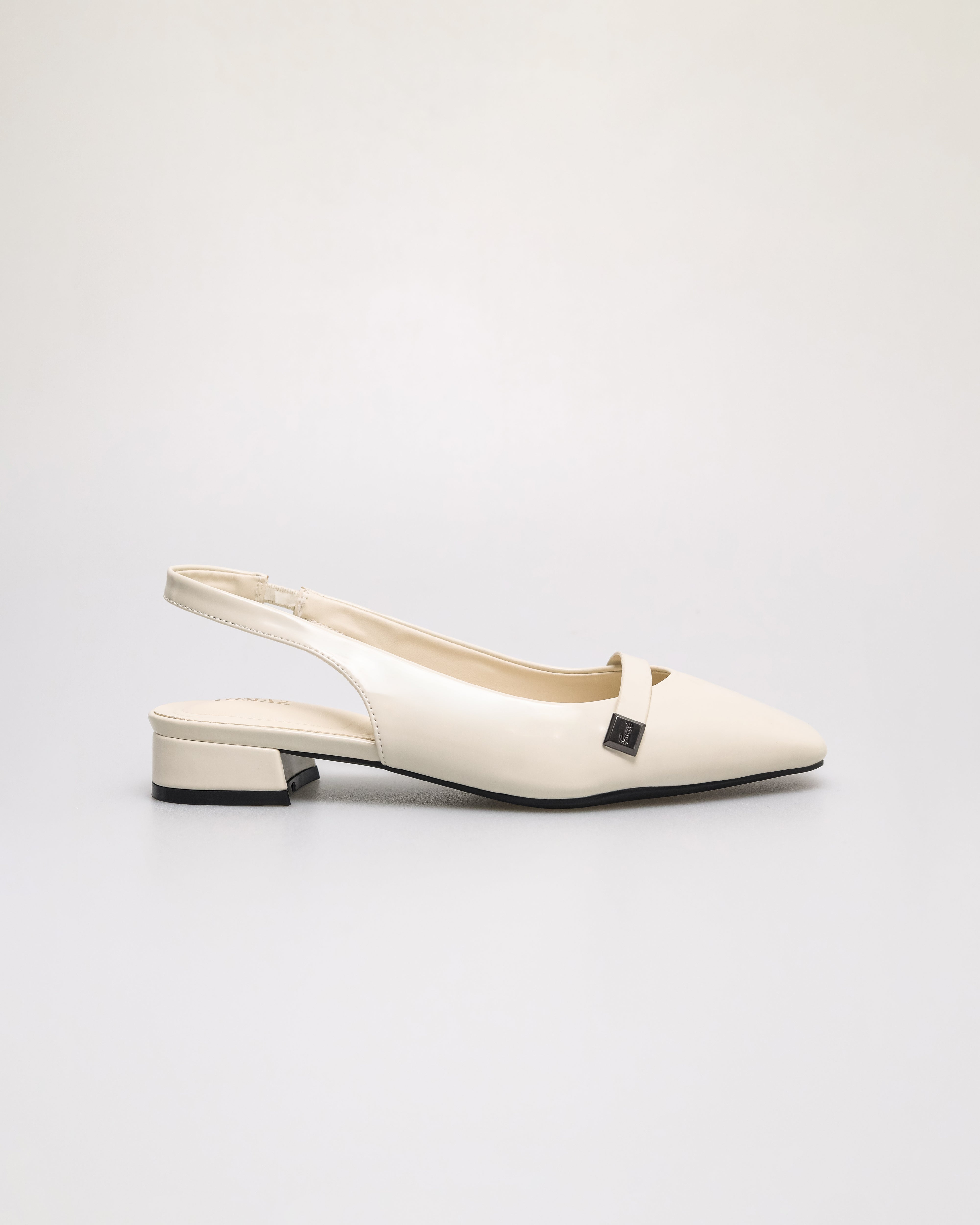 Tomaz FL096 Ladies Shine Slingback Low Heels (Ivory)