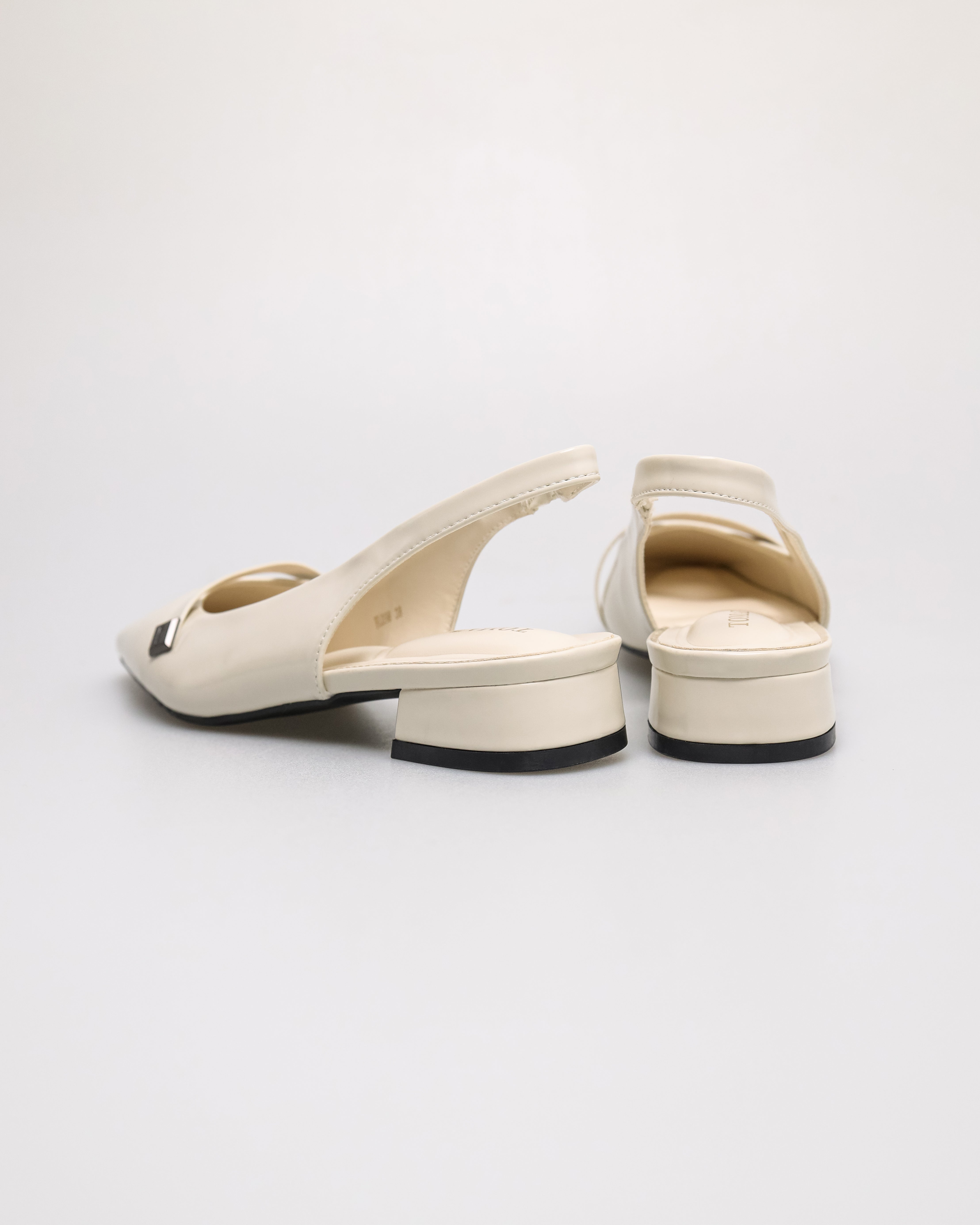 Tomaz FL096 Ladies Shine Slingback Low Heels (Ivory)