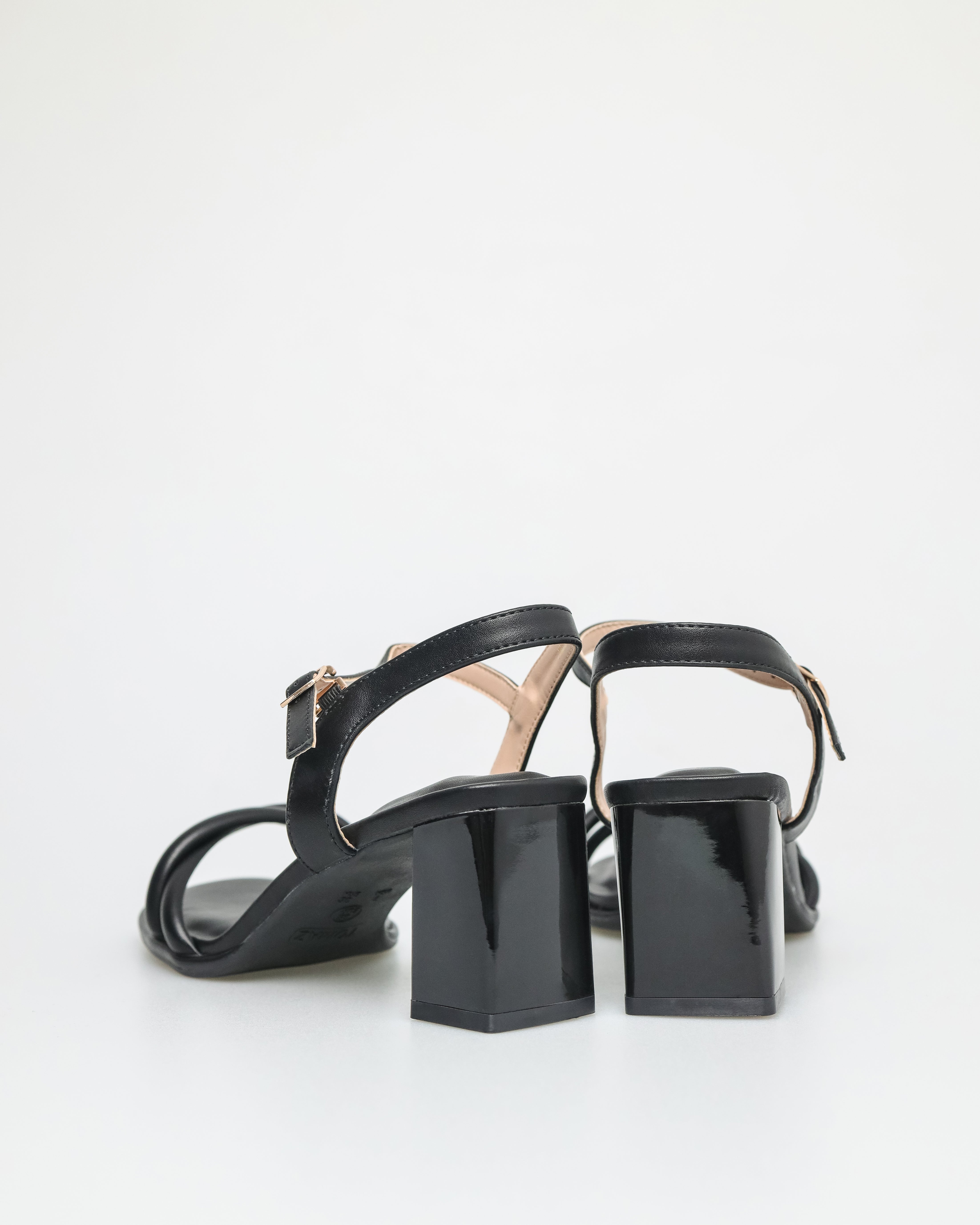 Tomaz NN169 Ladies Twisted Strap Block Heels (Black)