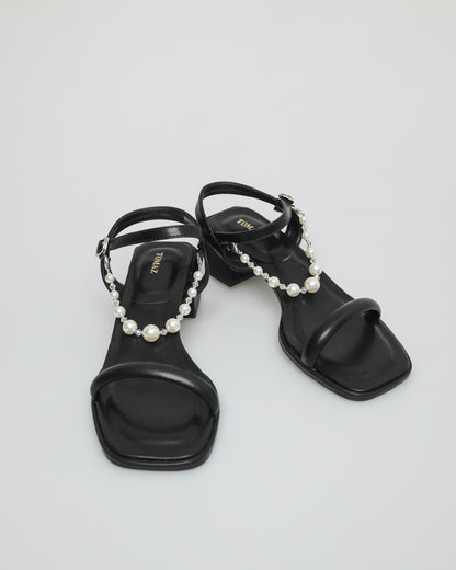 Tomaz NN174 Ladies Pearl Strap Low-Heels (Black)