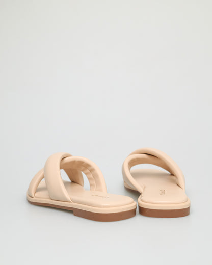 Tomaz YX148 Ladies Crossed Flat Sandals (Nude)