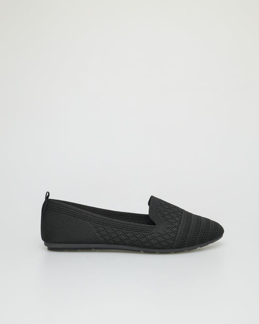 Tomaz YX102 Ladies Fly Knit Flats (Black)