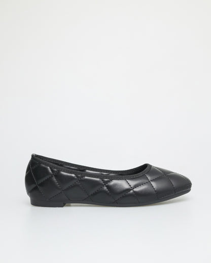 Tomaz NN252 Ladies Quilted Ballerina Flat (Black)