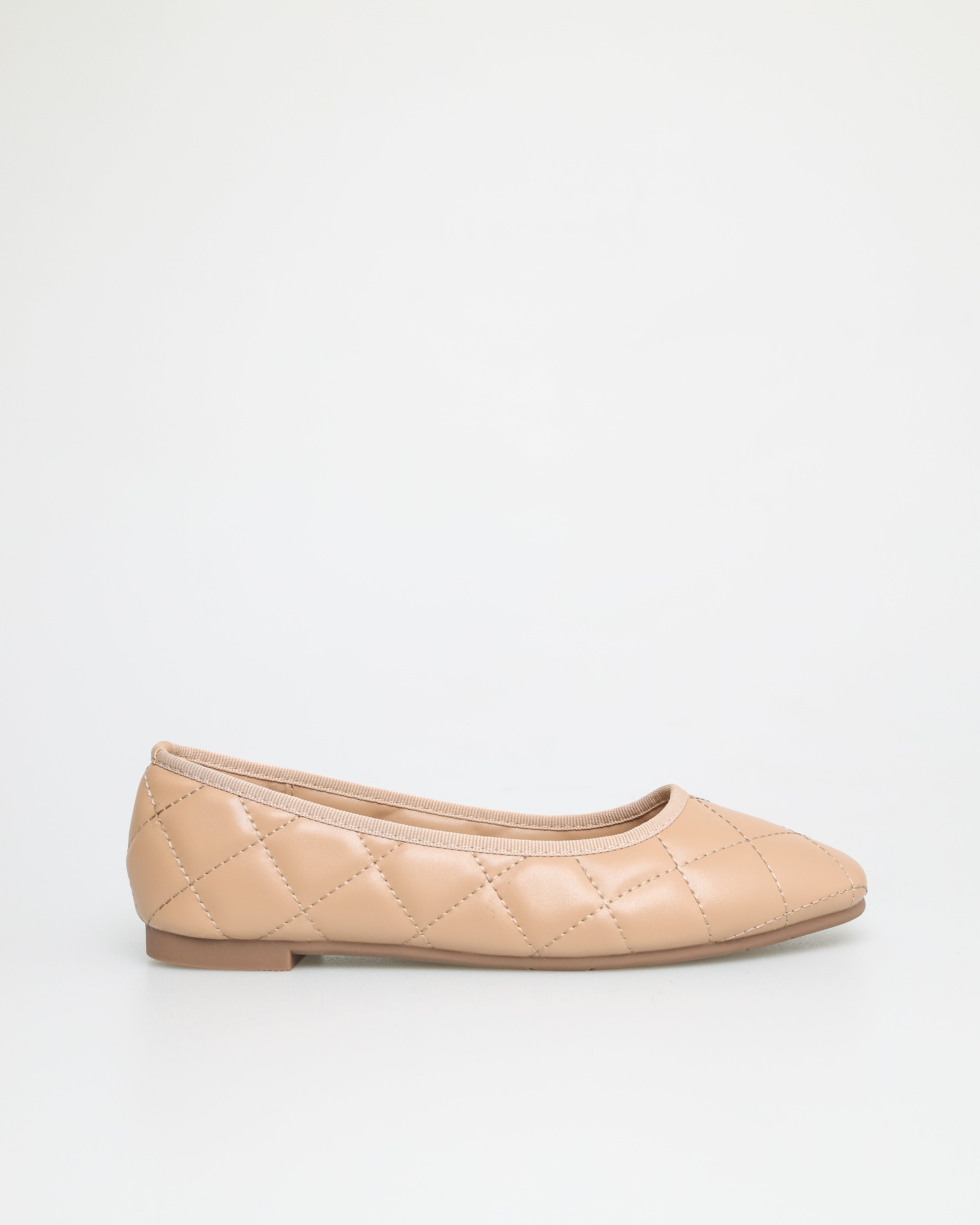 Tomaz NN252 Ladies Quilted Ballerina Flat (Beige)