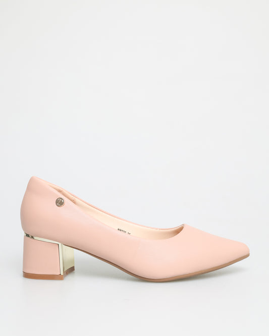 Tomaz NN230 Ladies L Shaped Metallic Block Heels (Pink)