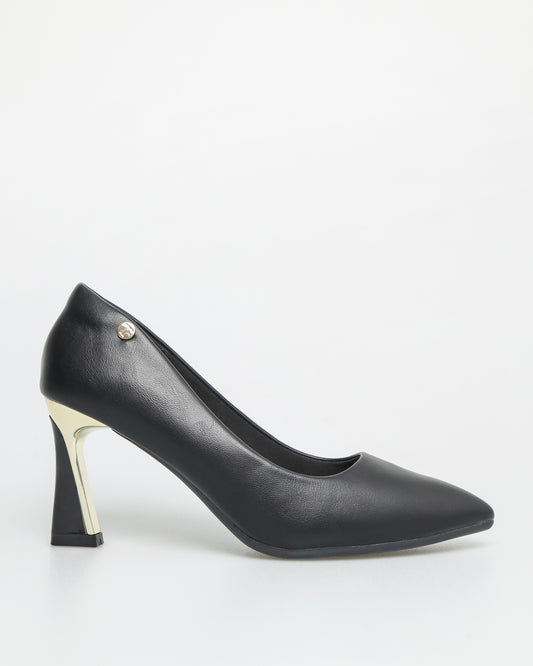 Tomaz NN239 Ladies Metallic Detail Pump Heels (Black)