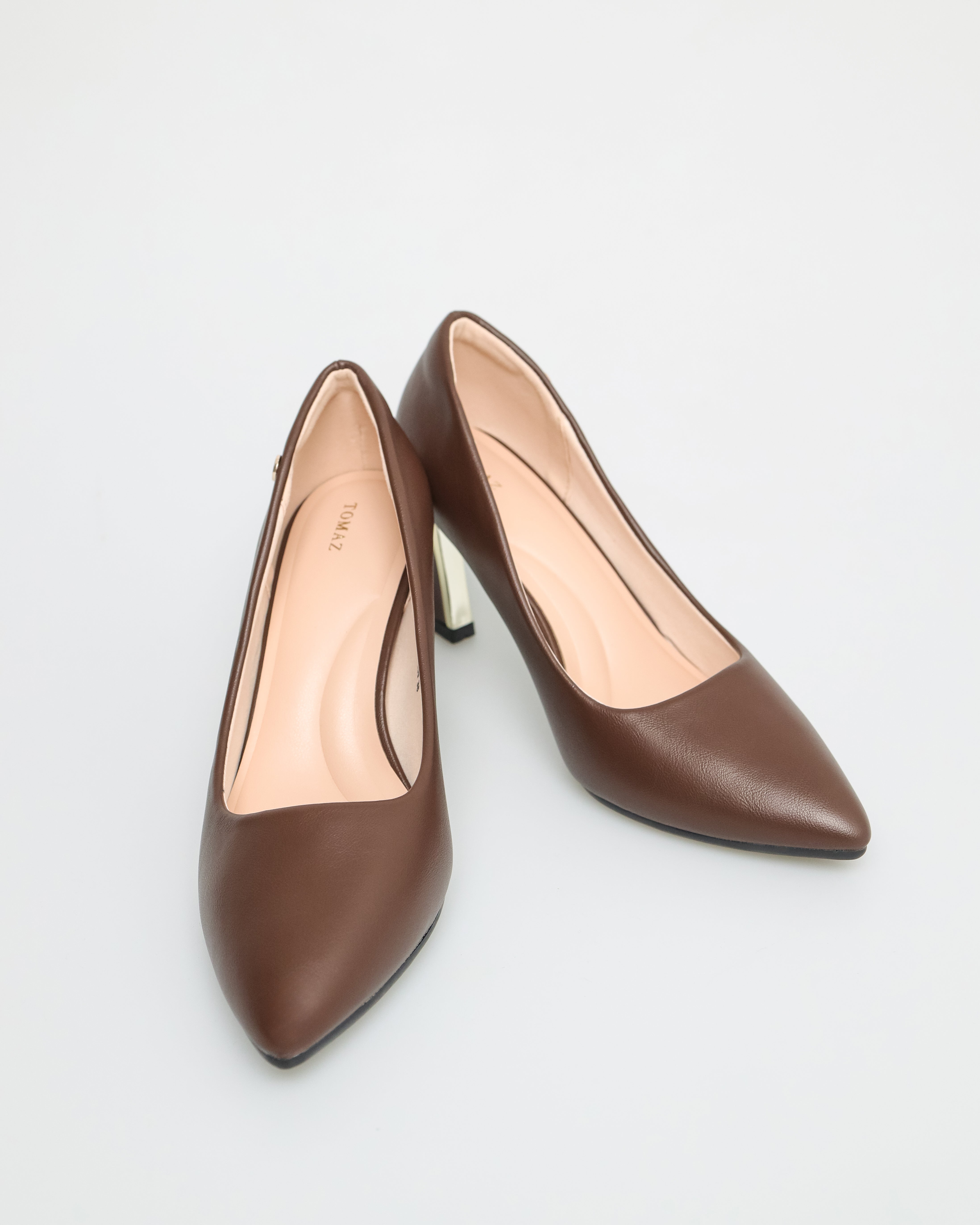 Tomaz NN239 Ladies Metallic Detail Pump Heels (Coffee)