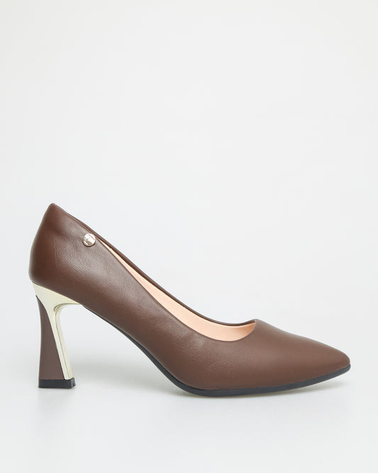Tomaz NN239 Ladies Metallic Detail Pump Heels (Coffee)