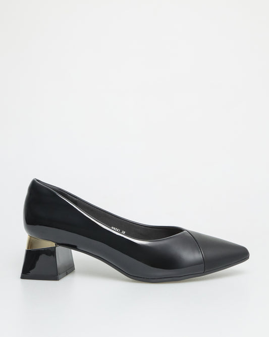 Tomaz NN241 Ladies Metallic Detail with Asymmetrical Pointy Heels (Black)