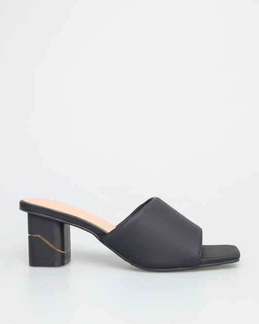 Tomaz NN265 Ladies Open Toe Chained-Block Heels (Black)