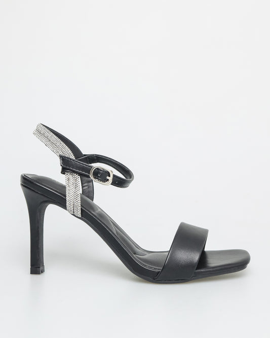 Tomaz NN179 Ladies Buckle Strappy Heels (Black)