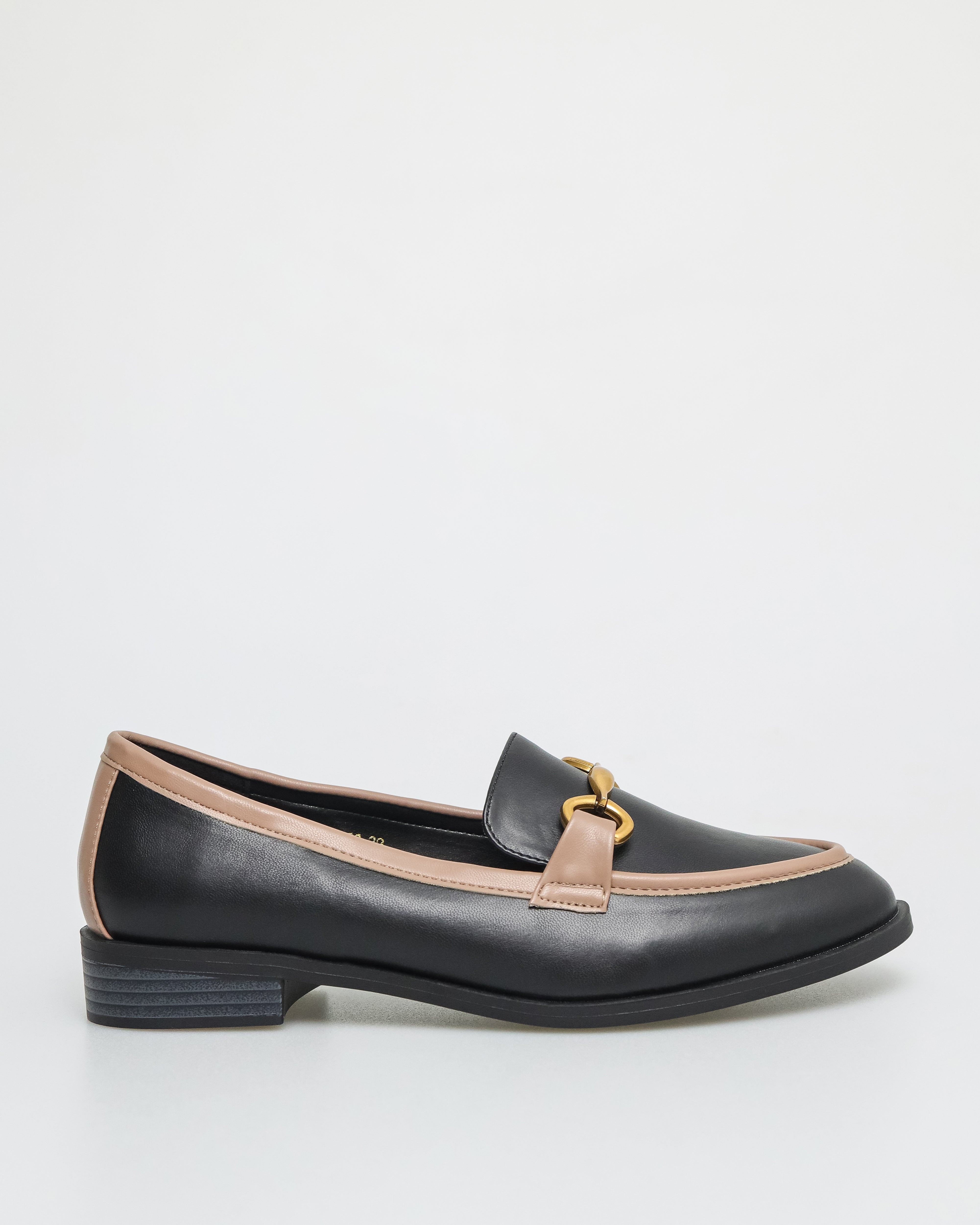 Tomaz FL038 Ladies Gold Horsebits Loafers (Black)