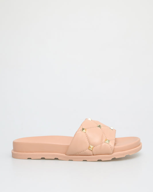 Tomaz NN215 Ladies Stud Quilted Sandals (Pink)