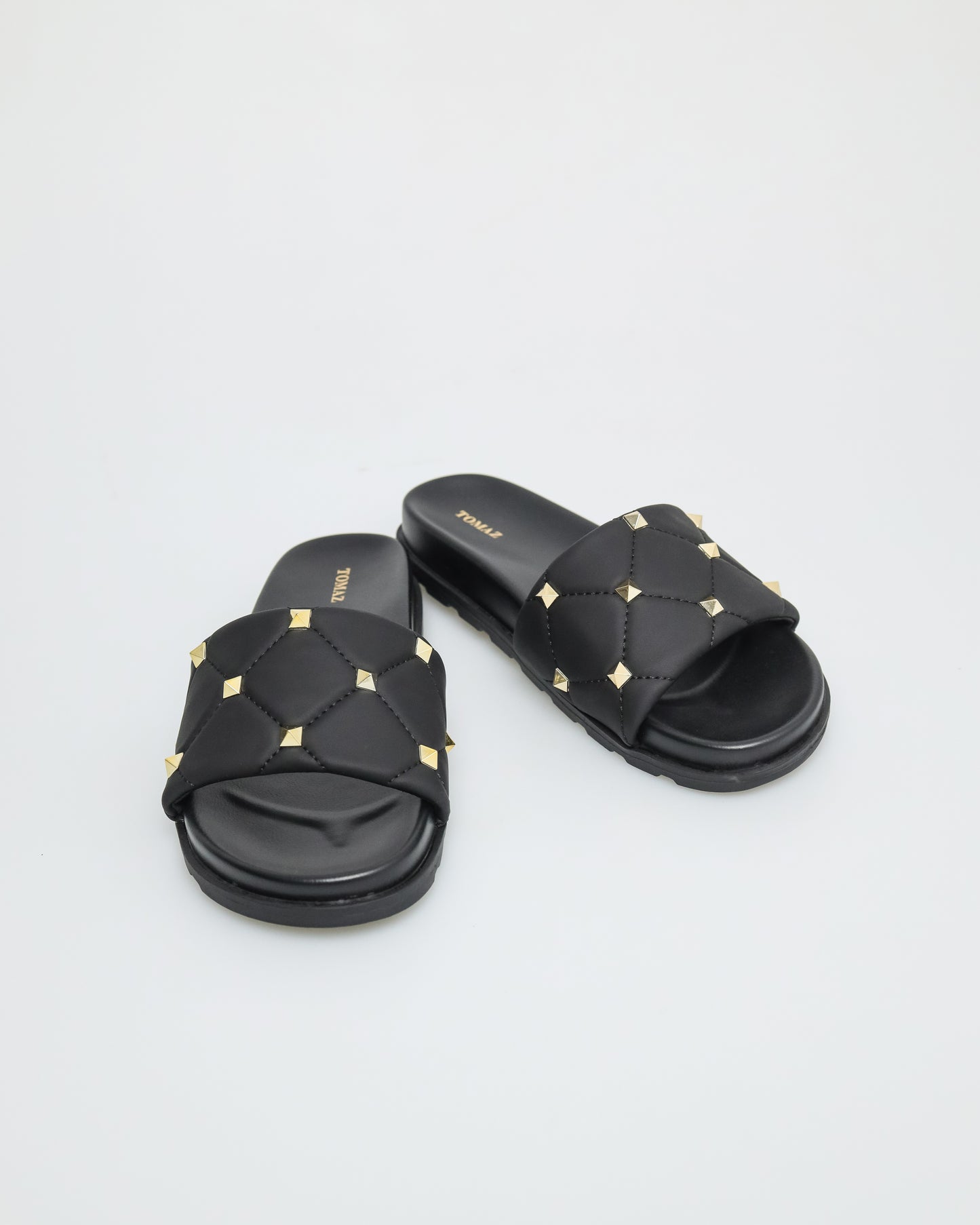 Tomaz NN215 Ladies Stud Quilted Sandals (Black)