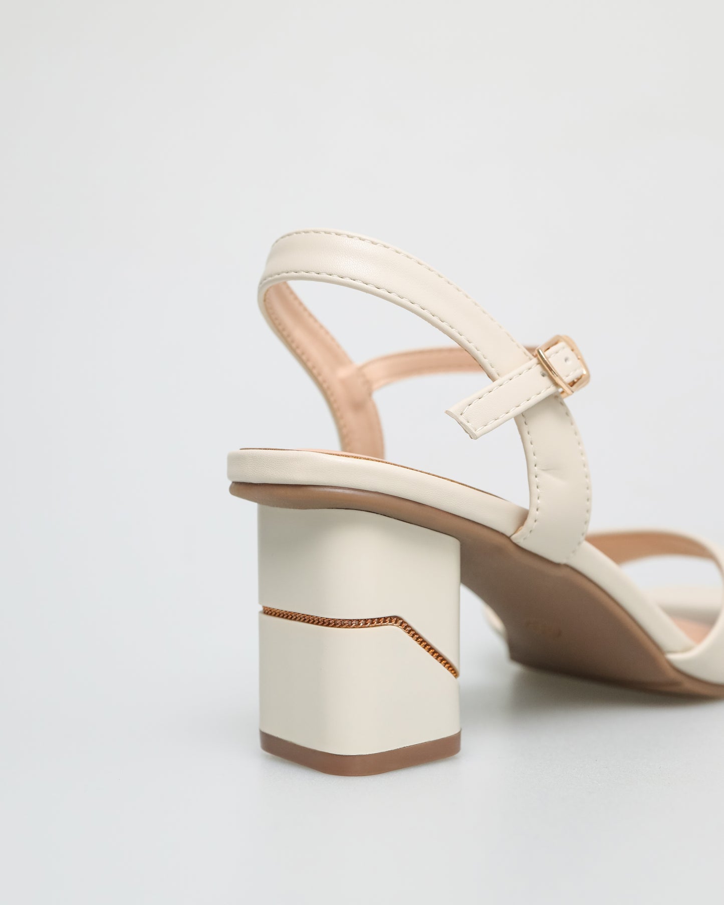 Tomaz NN267 Ladies Open Toe with Strap Chained-Block Heels (Cream)