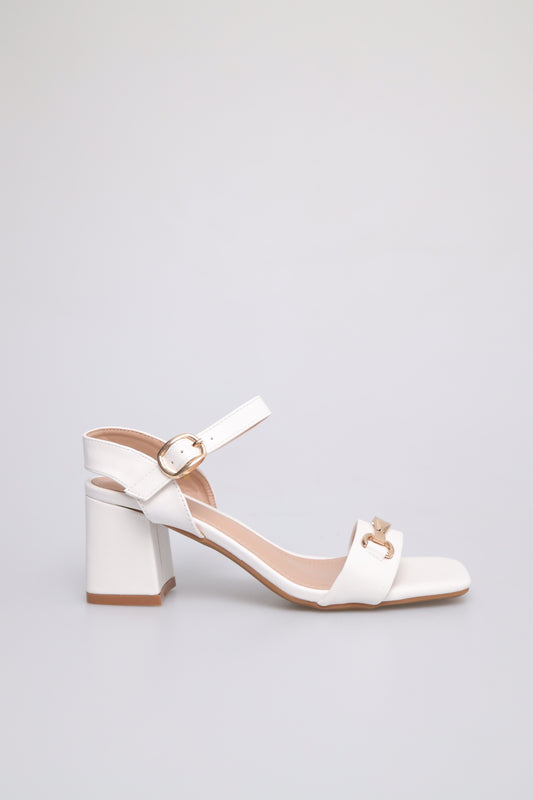 Tomaz FL044 Ladies Chain Slingback Heels (White)