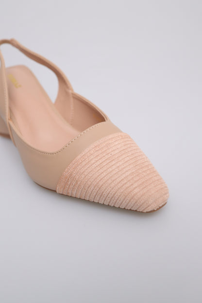 Tomaz FL045 Ladies Pointed Toe Slingback Heels (Beige)