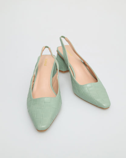 Tomaz FL046 Ladies Pointed Toe Slingback Heels (Green)