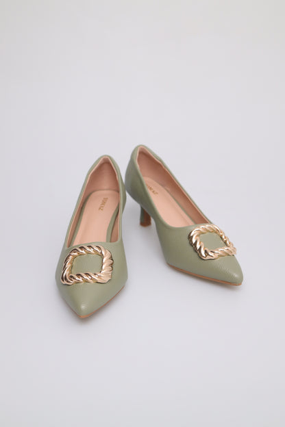 Tomaz FL051 Ladies Gold Crusted Heels (Green)