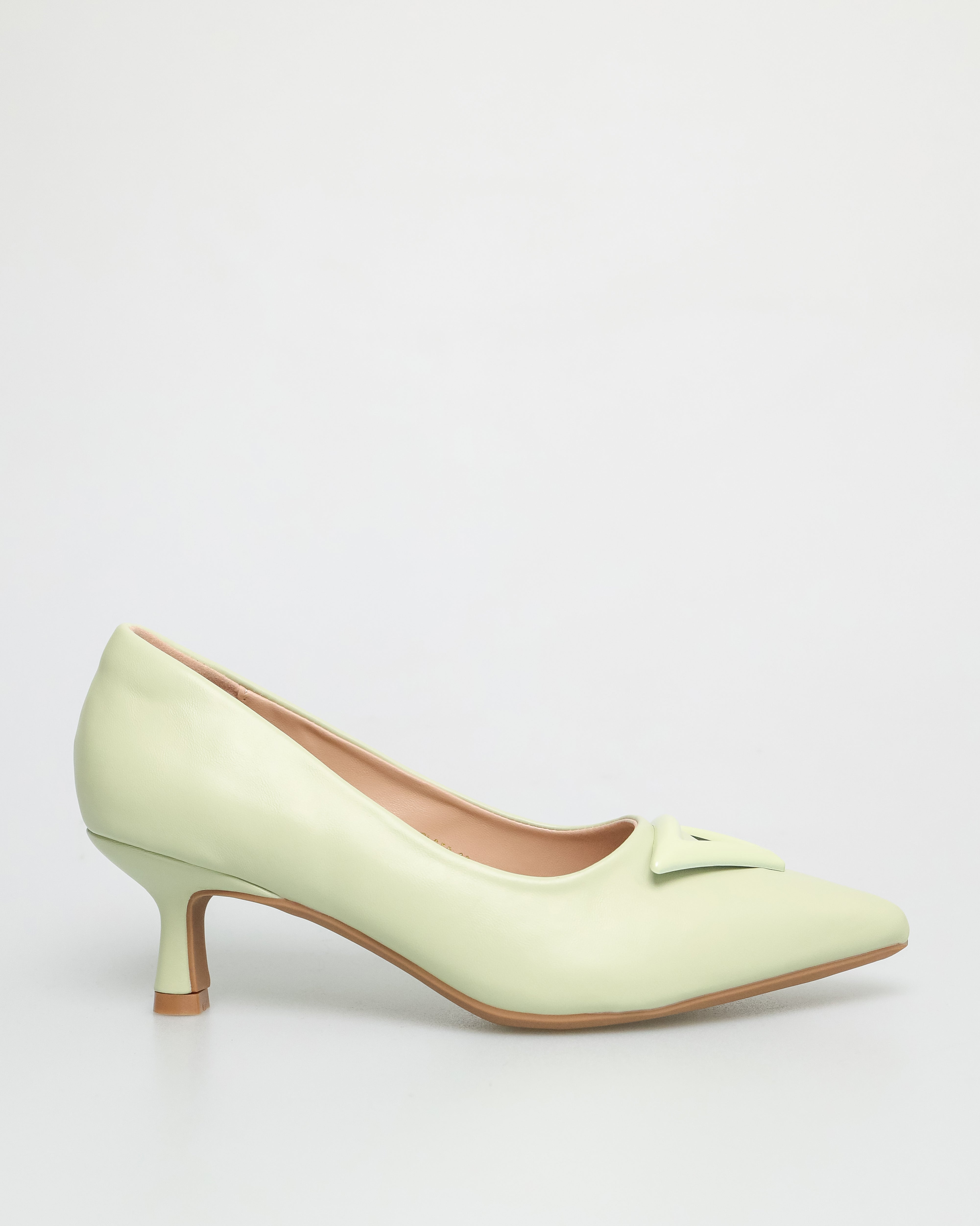 Green kitten heel pumps online