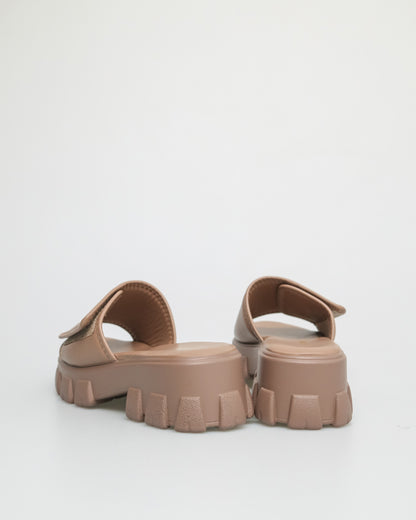 Tomaz FL057 Ladies Slide On Padded Sandals (Khaki)