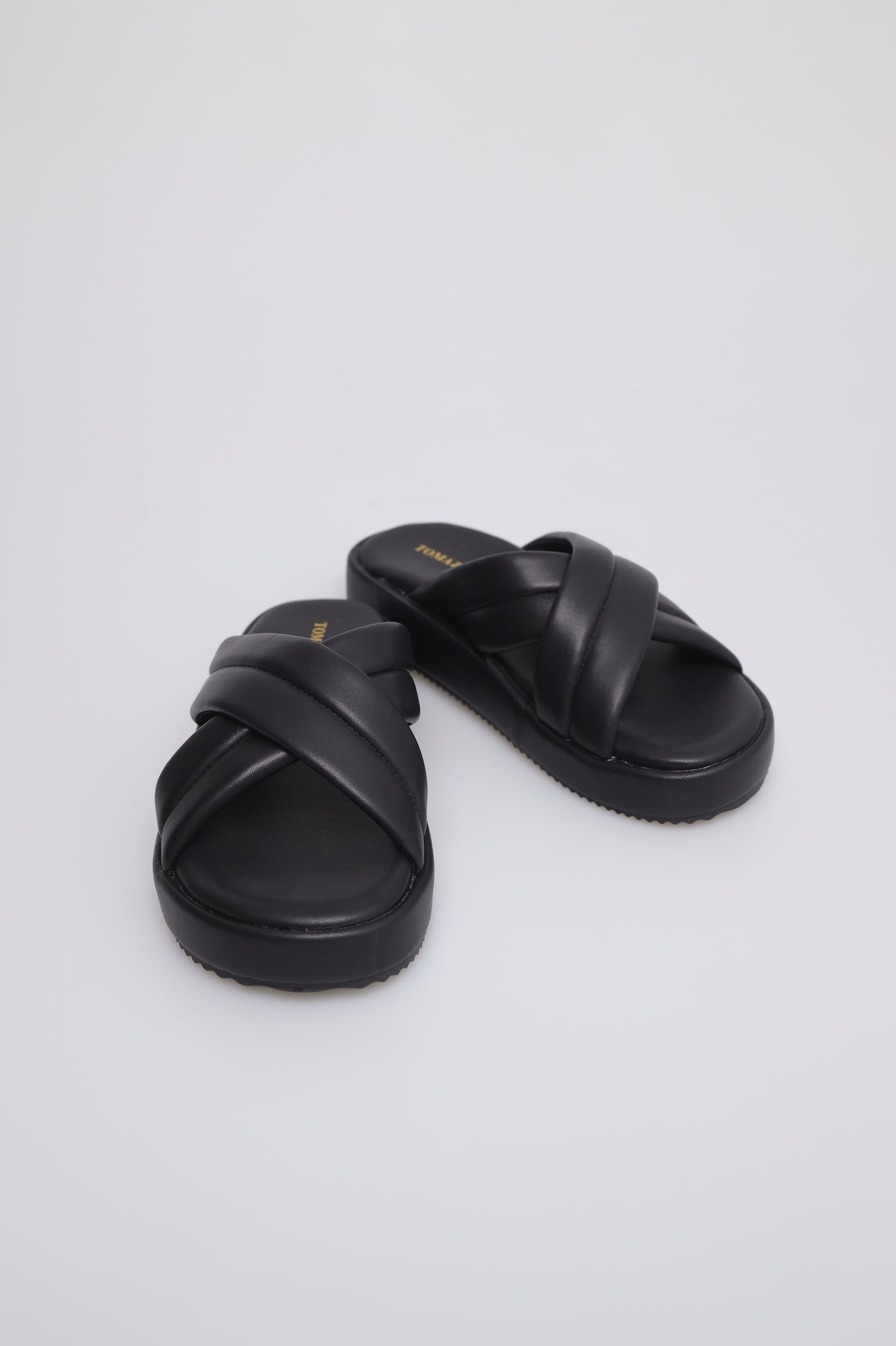 Tomaz FL058 Ladies Slide On Sandals (Black)