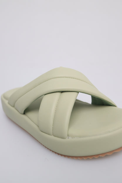 Tomaz FL058 Ladies Slide On Sandals (Green)