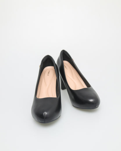 Tomaz NN334 Ladies Simple T Emblem Heels (Black)