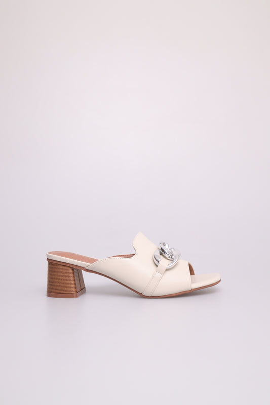 Tomaz FL049 Ladies Double Metal Bits Heels (Cream)