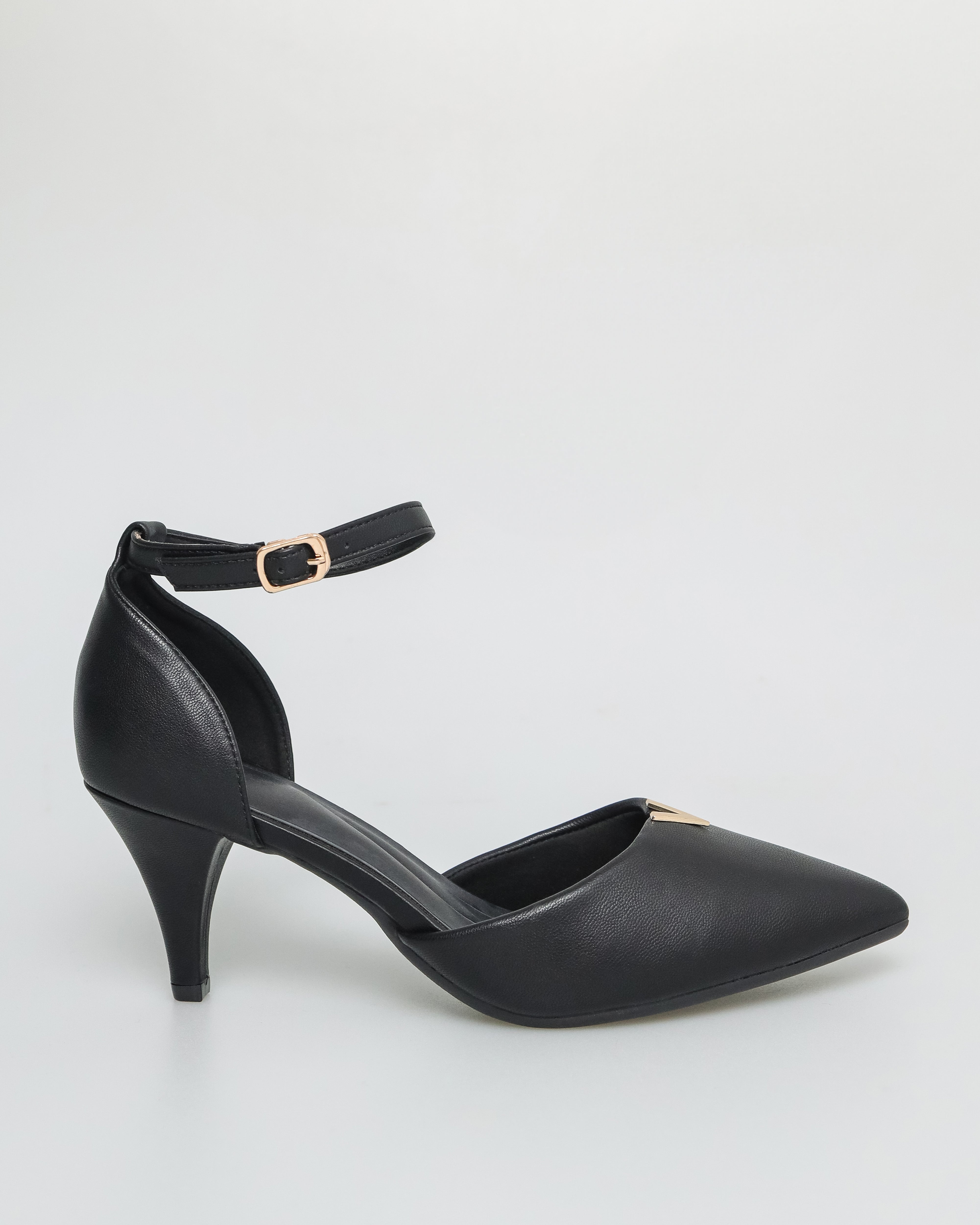 Tomaz NN272 Ladies Pointed Toe Ankle Strap Heels (Black)