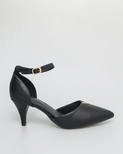 Tomaz NN272 Ladies Pointed Toe Ankle Strap Heels (Black)