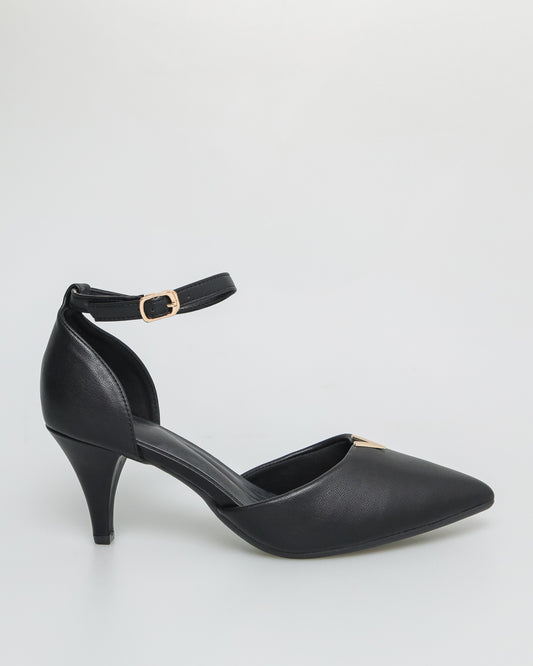 Tomaz NN272 Ladies Pointed Toe Ankle Strap Heels (Black)