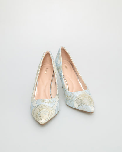 Tomaz NN340 Ladies Flower Patterned High Heels (Light Blue)