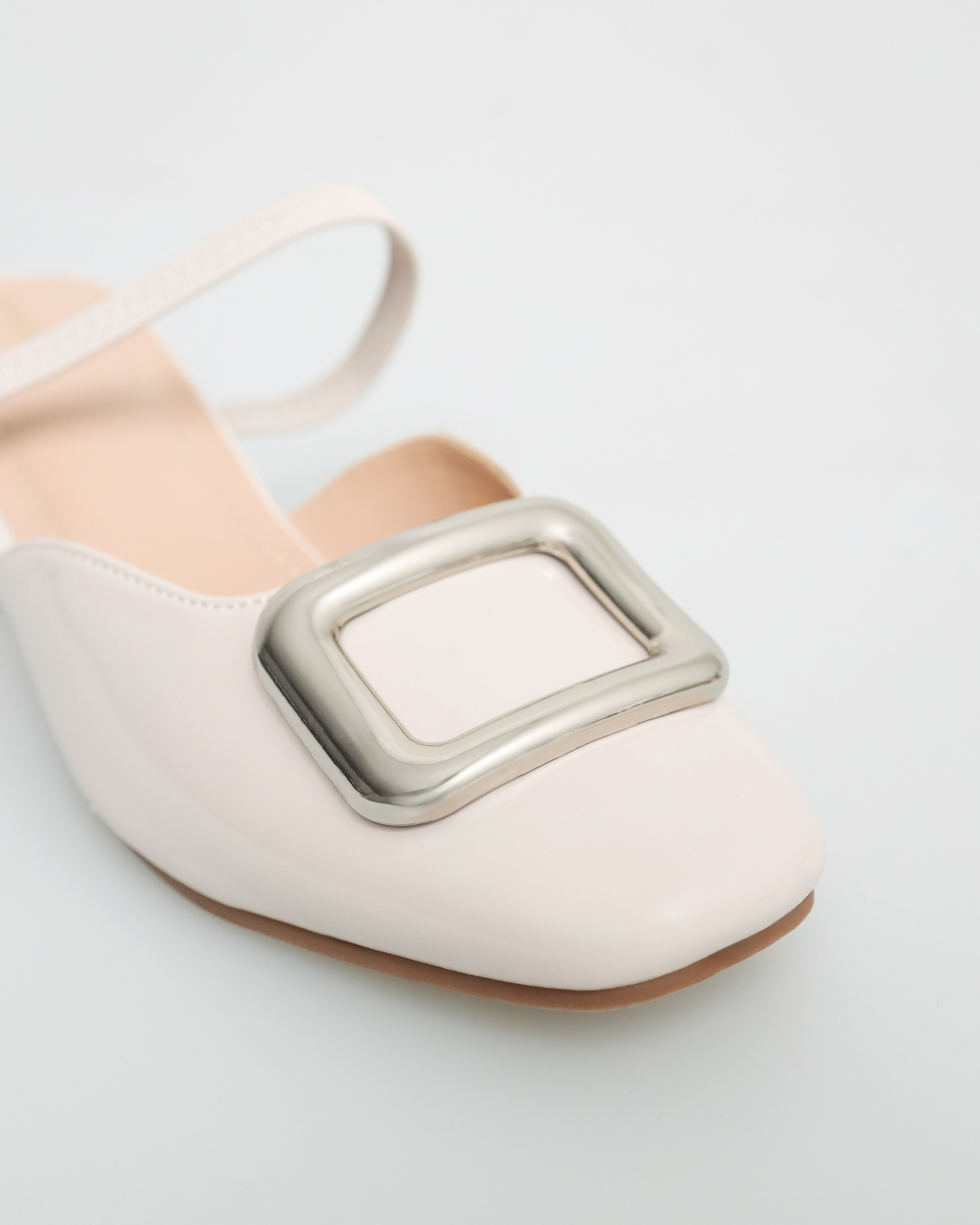 Tomaz NN278 Ladies Square Emblem Strappy Low Heels (Cream)