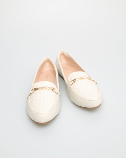 Tomaz NN333 Ladies Gold Chain Flats (Cream)