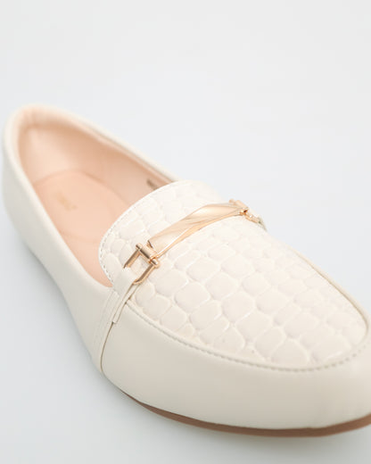 Tomaz NN333 Ladies Gold Chain Flats (Cream)