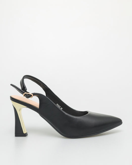 Tomaz NN322 Ladies Gold Slingback Heels (Black)