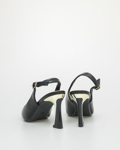 Tomaz NN322 Ladies Gold Slingback Heels (Black)