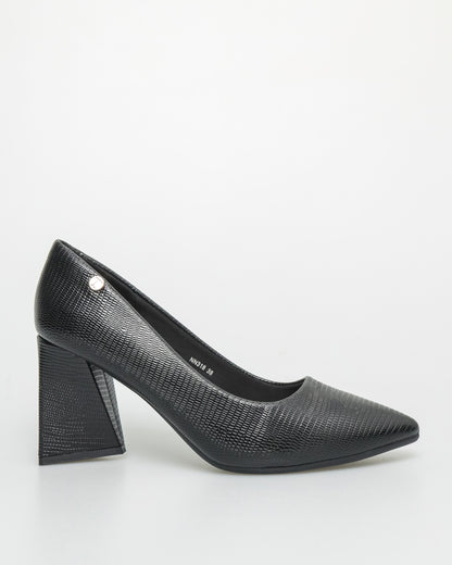 Tomaz NN318 Ladies Matte Block Heels (Black)