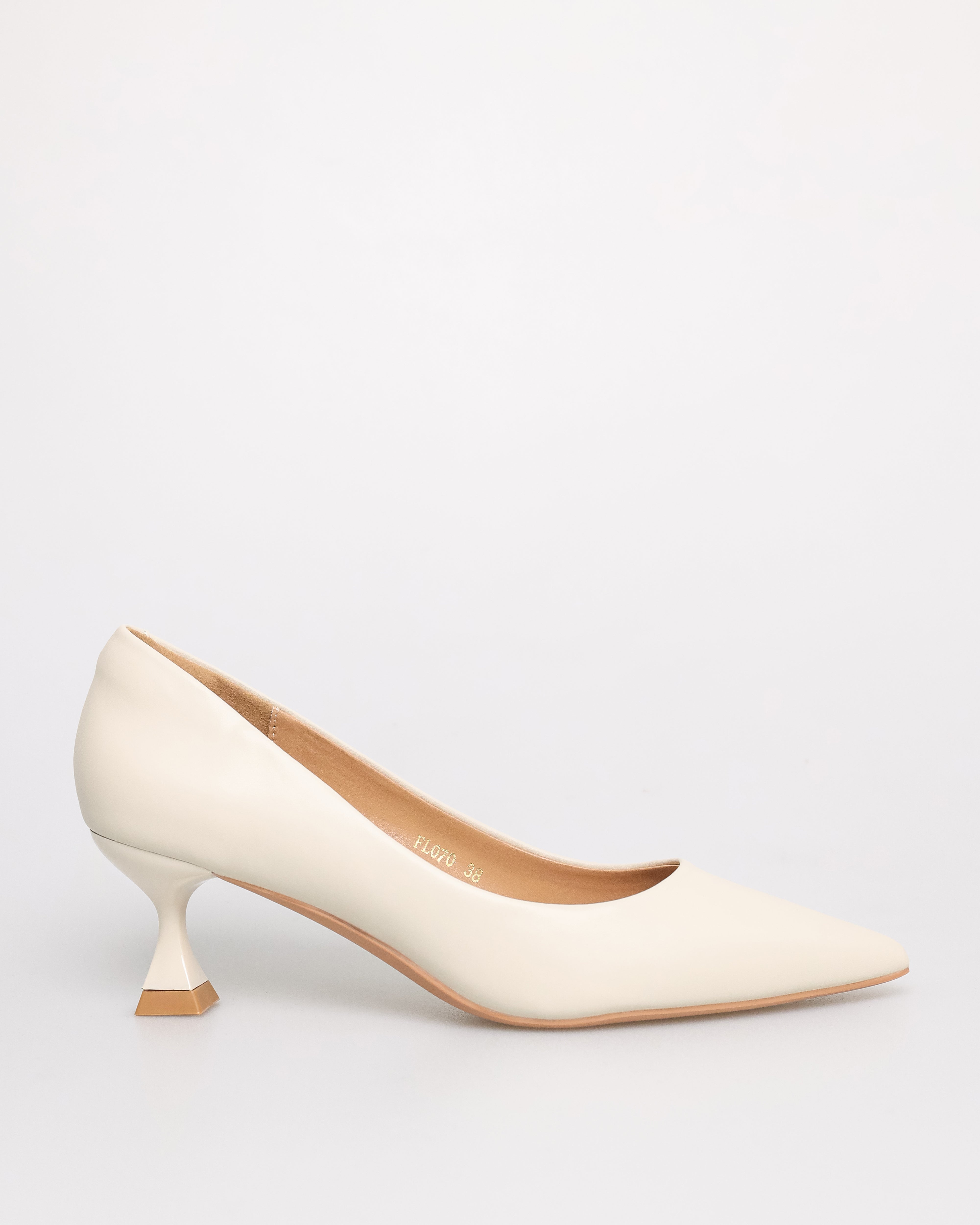 Tomaz FL070 Ladies Glossy Low  Heels (Cream)