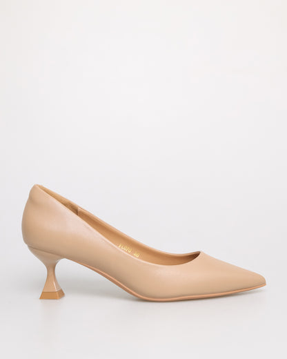 Tomaz FL070 Ladies Glossy Low  Heels (Beige)