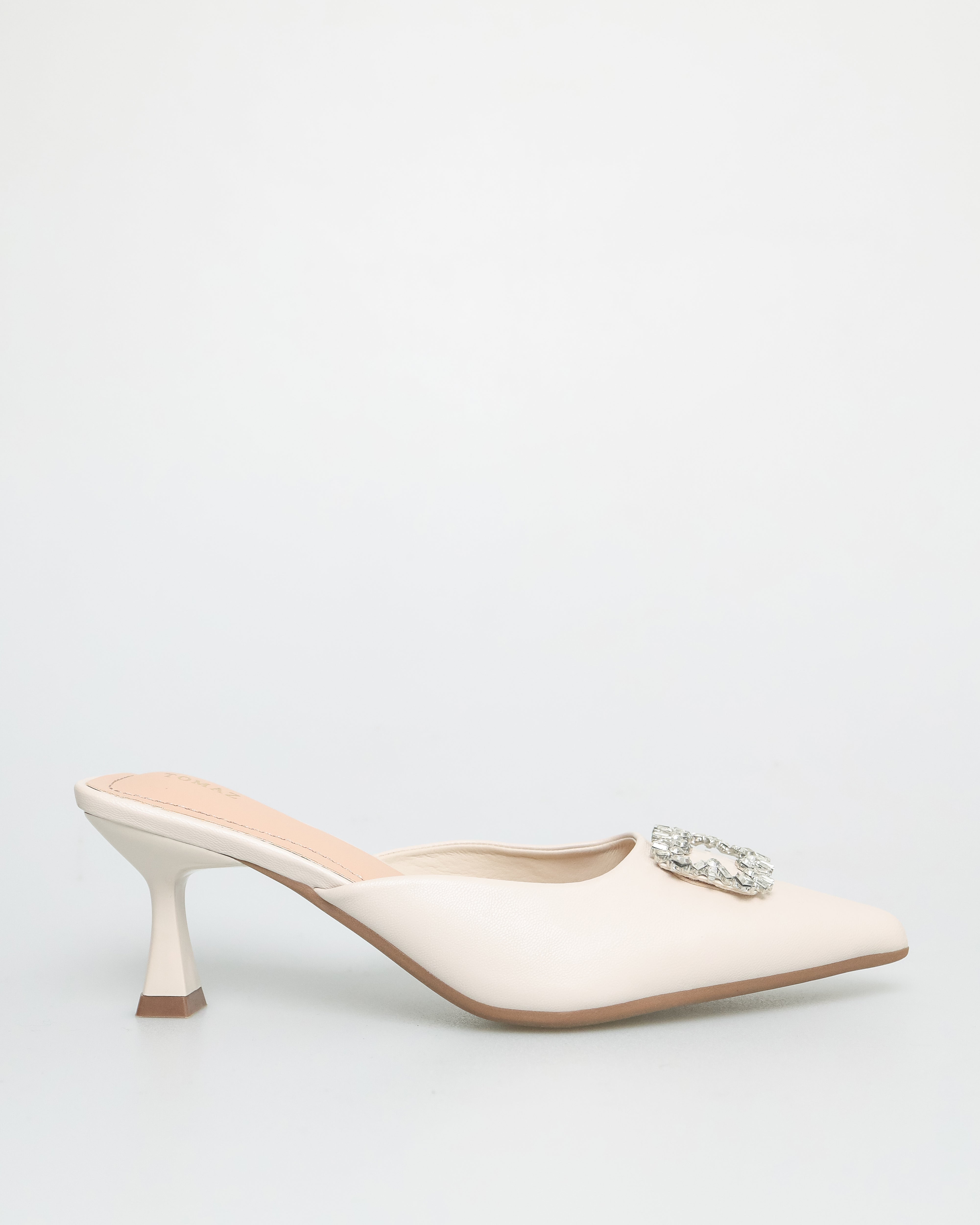 Tomaz NN308 Ladies Pointy Gem Heels (Cream)